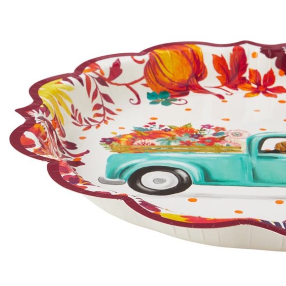 Pioneer Woman Vintage Truck Floral Fall Thanksgiving Paper Plate Napkins 8 - Picture 7 of 8